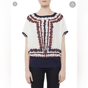 Ted Baker Rowing Stripe Printed Top Size 2 / Medium Lightweight